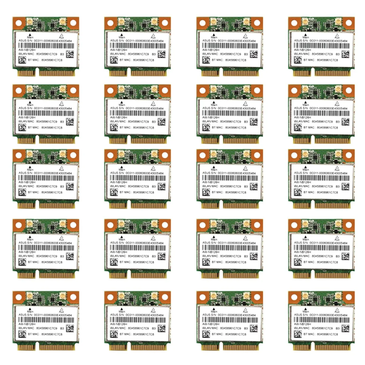 20X Ssea Nuovo Per Azurewave Aw-Nb097H Aw-Nb100H Aw-Nb126H Ar3012 Ar5B225 Half Mini Pci-E Wifi Bt4.0 Scheda Wireless Wlan