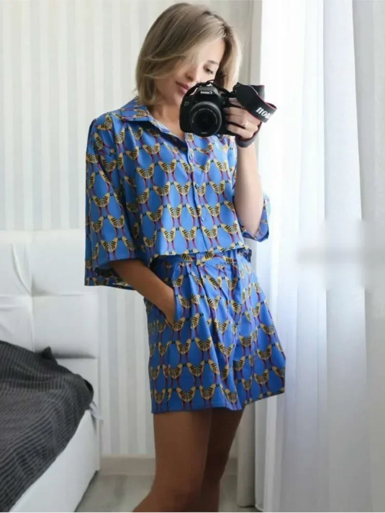 Ladies Printed Half Sleeve Two Piece Set main image 1