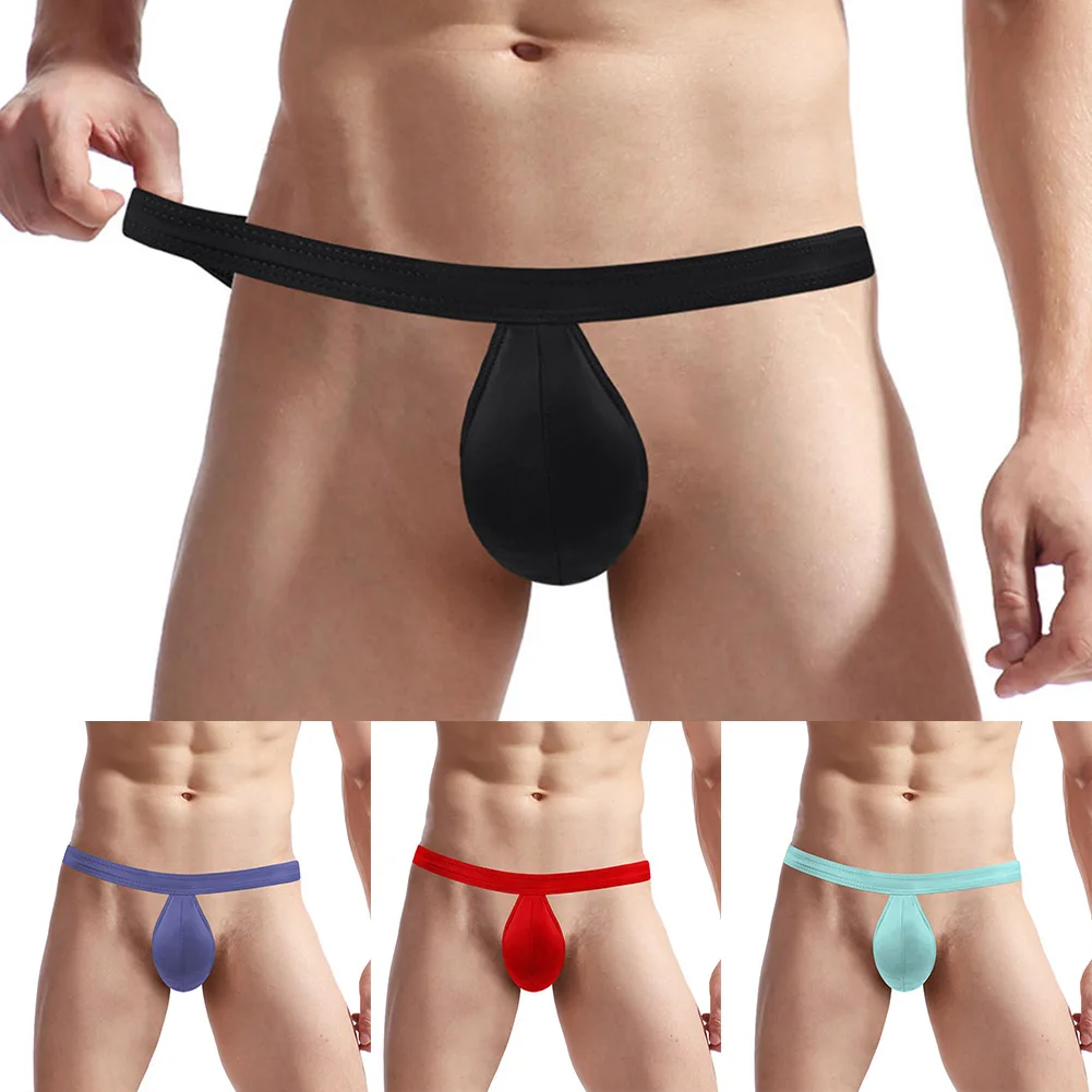 

Men Enhance Pouch Thongs Breathable Low Rise Bikini Ice Silk G-Strings Minikini Tangas Posing Underwear Sexy T-back Male Panties