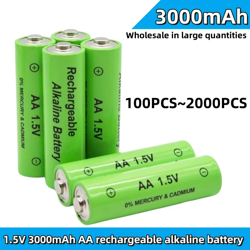 

100-2000PCS 1.5V AA Battery 3000mAh Rechargeable battery NI-MH 1.5V AA Batteries for Clocks mice computers toys so on