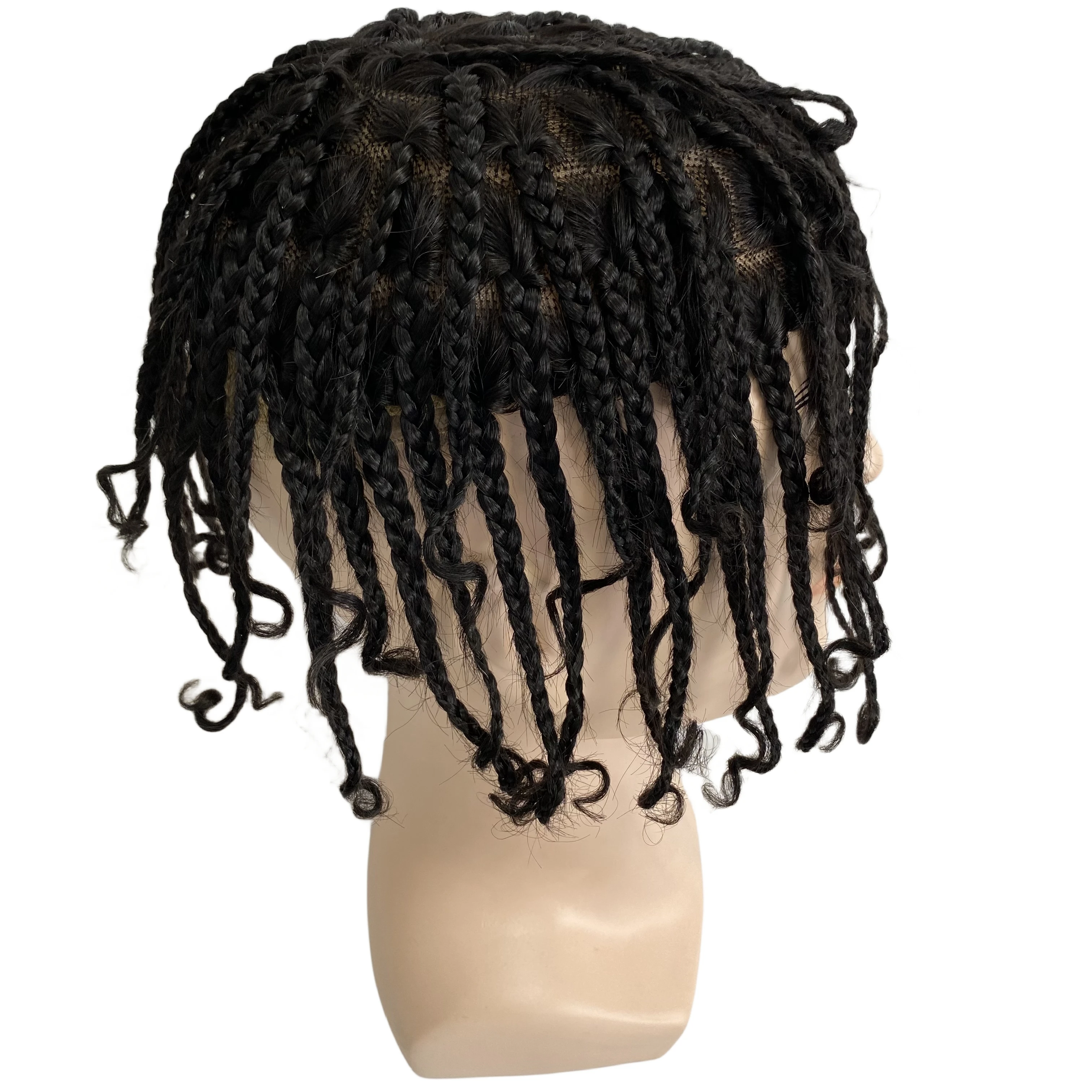 Indian Virgin Human Hair Pieces 8x10 Braids Lace Units Full Lace Toupee For Black Man