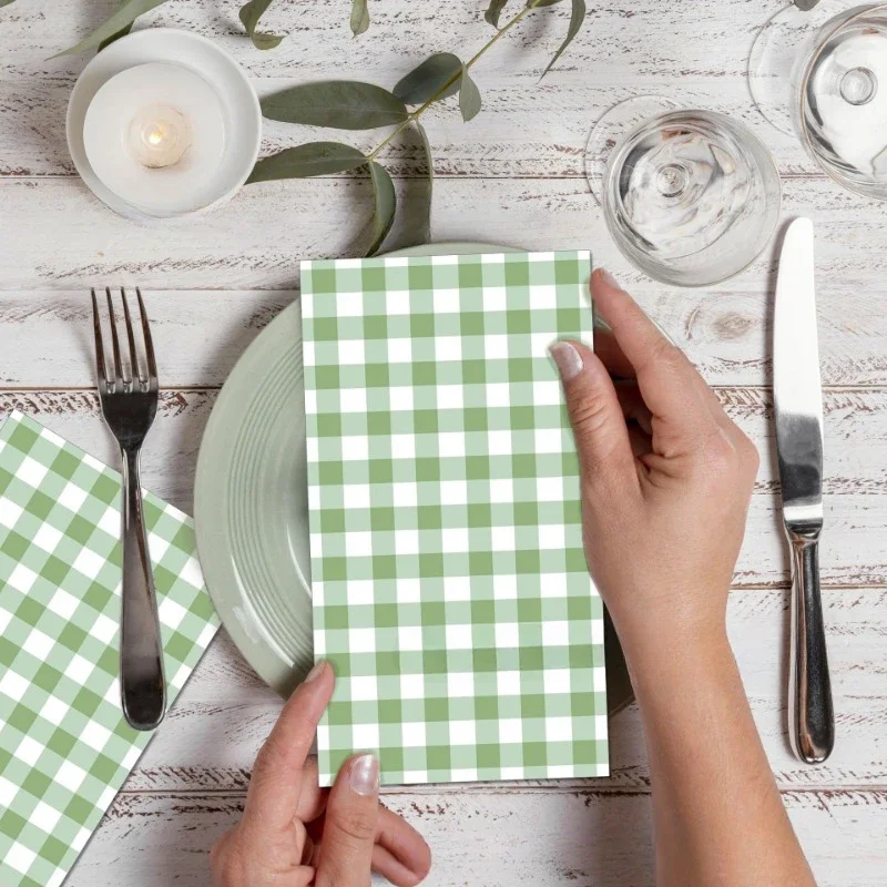 20pcs/Pac 33*40cm Green Checkered Wedding Long Tissue Paper Party Disposable Decorative Tissue Paper Colorful Placemats