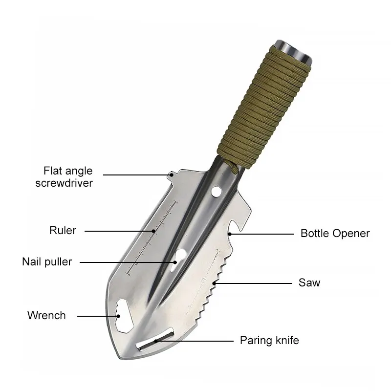 Portable Camping Hiking Traveling Pinic Shovel Multifunctional Ordnance Shovel Survival Outdoor Equipment Garden Tool multi function tool