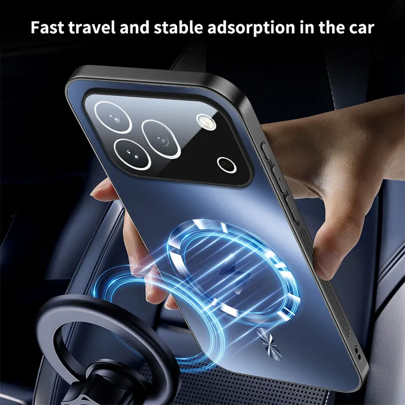 Enhanced Magnetic Wireless Charging Case with Shockproof AG Matte Glass Lens Protection