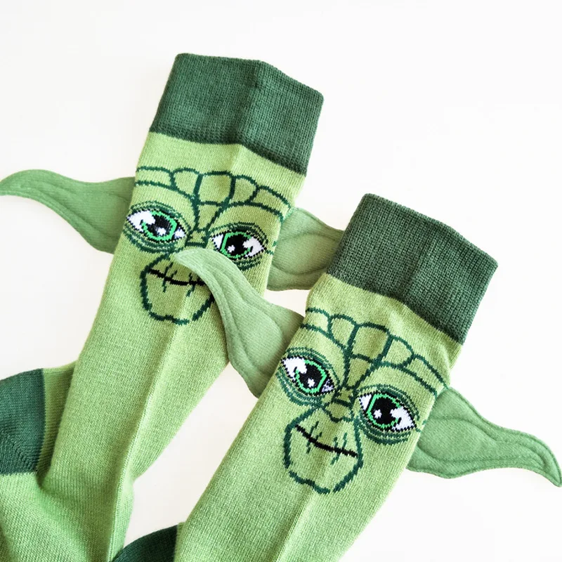 

Cute Cartoon Youth Knitted Socks Cotton Funny Design Ear Decoration Anime Peripheral Green Sporty Mid-Tube Socks