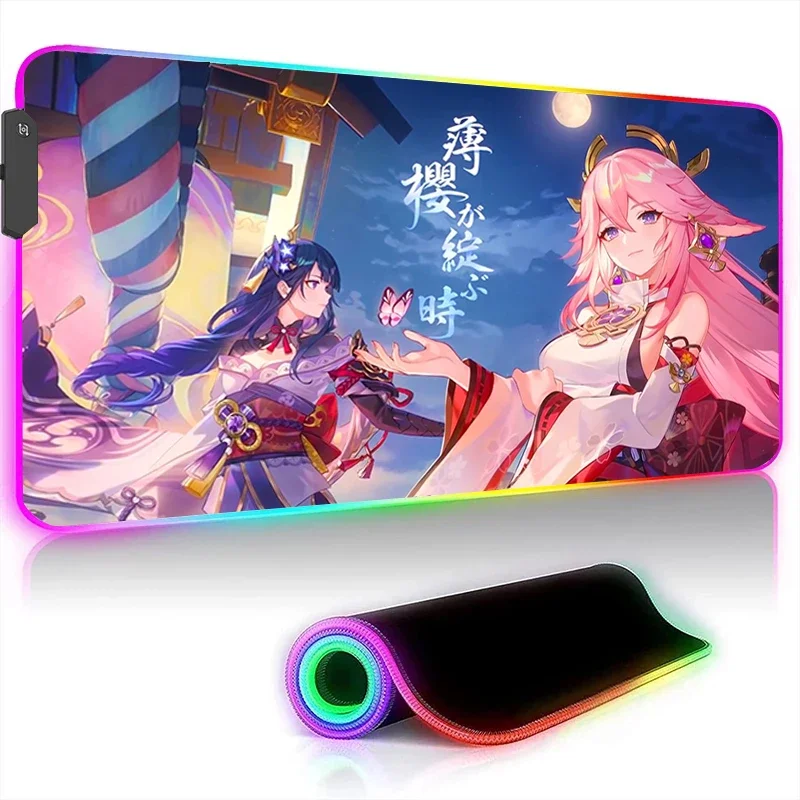  콺 е, Xxl Yae Miko  Ʈ 콺 е, ̸ Rgb Led  ׼ ũ Ʈ ũ Ʈ 콺 ִϸ̼ 繫