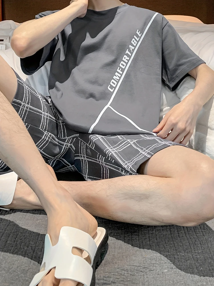 

Футболка-шорты Мужская с коротким рукавом и круглым вырезом, большого размера