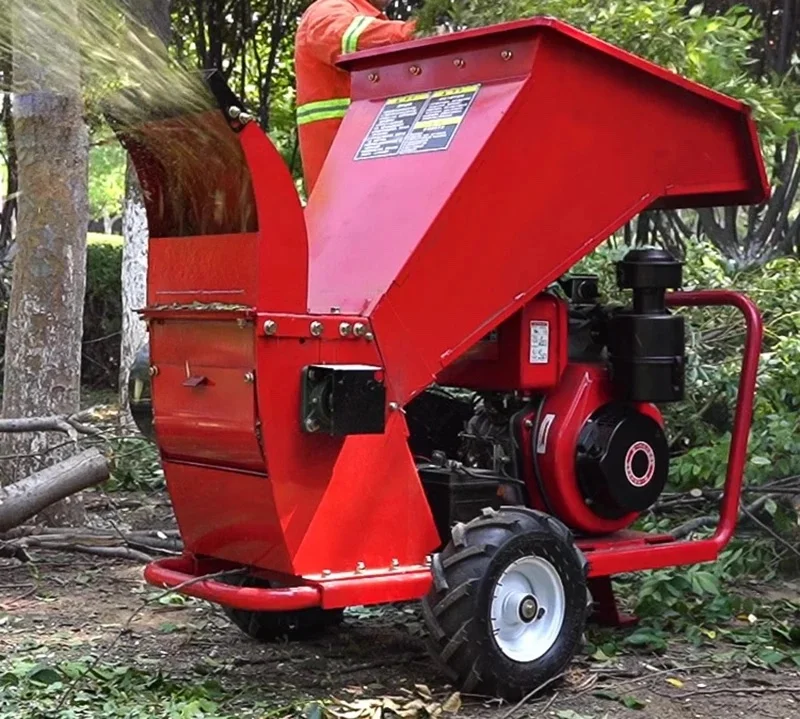 Wood Chipper Shredder Portable Hydraulic Wood Log Branch Chipper Industrial Barrel Shredder Electrically started diesel eng 5