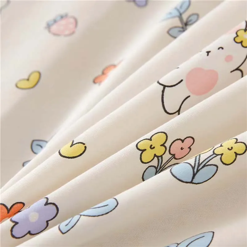 3pcs set Floral Printed Soft Bed Skirt Cotton Bedspread Princess High Quality Pure Cotton Non-slip Bed Cover
