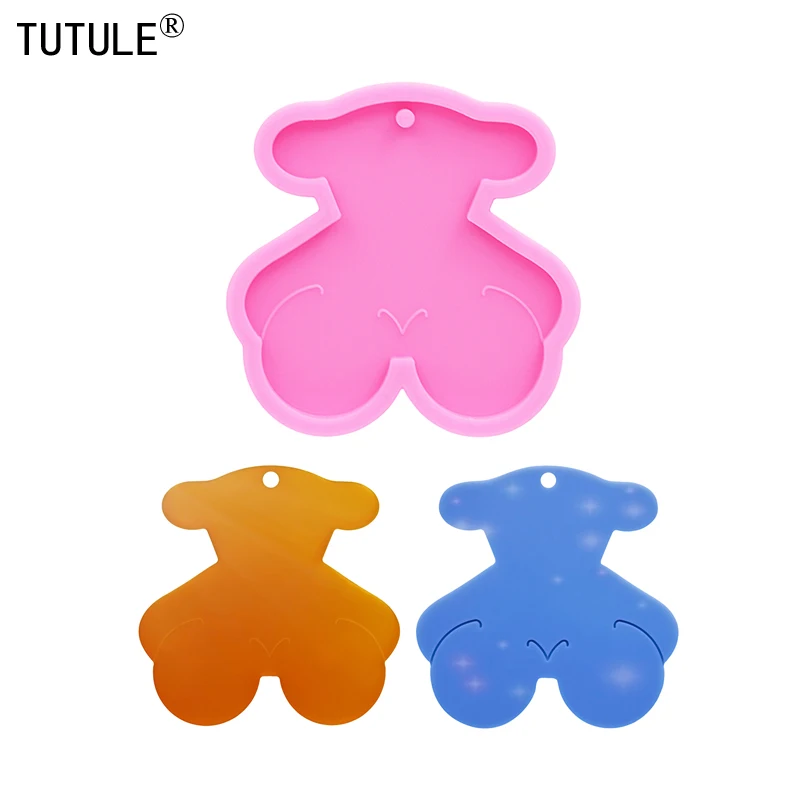 

Shiny bear resin shaker Keychain Earrings Silicone Mold DIY bear Clay Epoxy Resin Accessories Mould Chocolate cake Decor molds