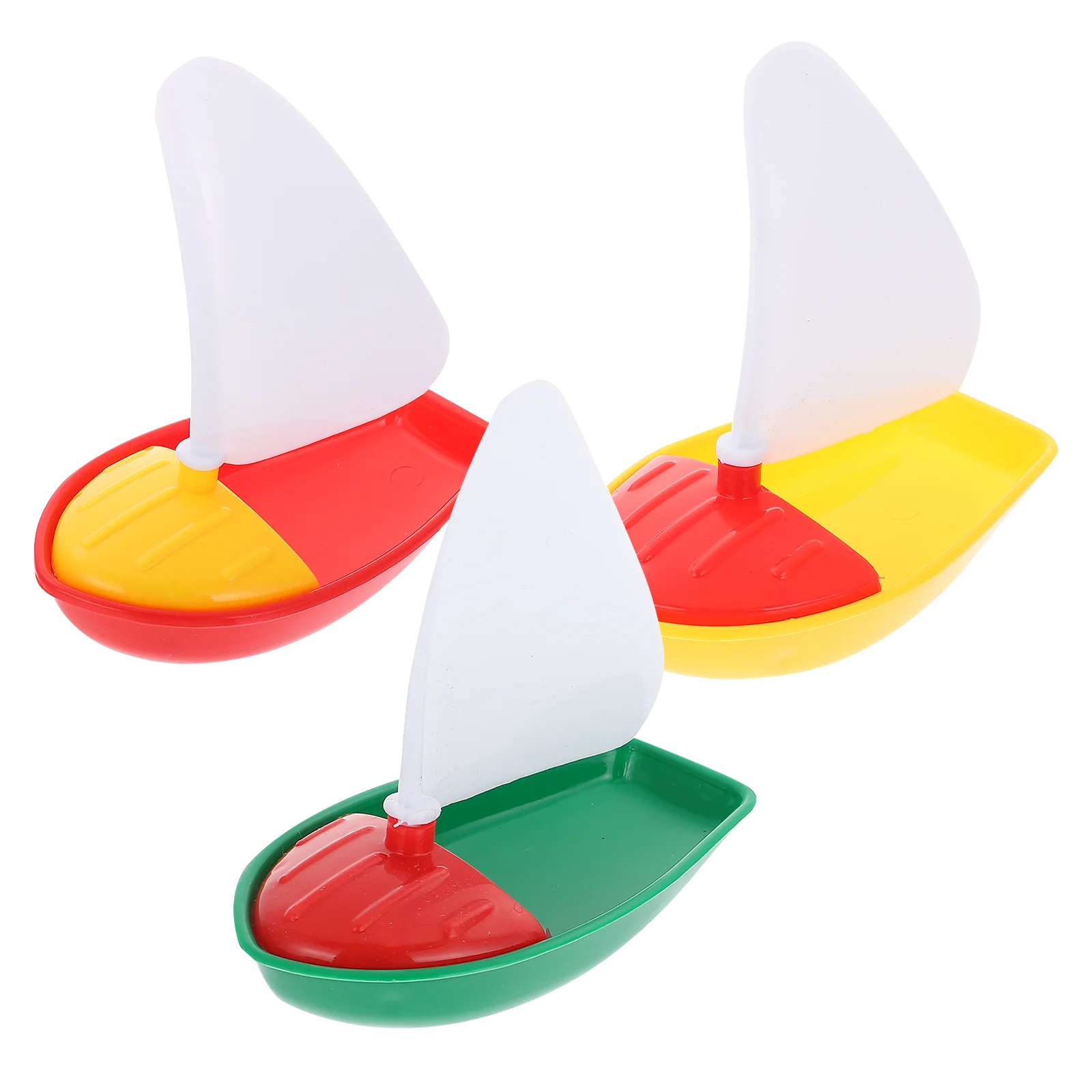 1 Set 3pcs Mini Plastic Sailing Boat Toys Kids Bath Toys Bathtub Toys for Children Todders Kids (Assorted Color, Small + Middle 4