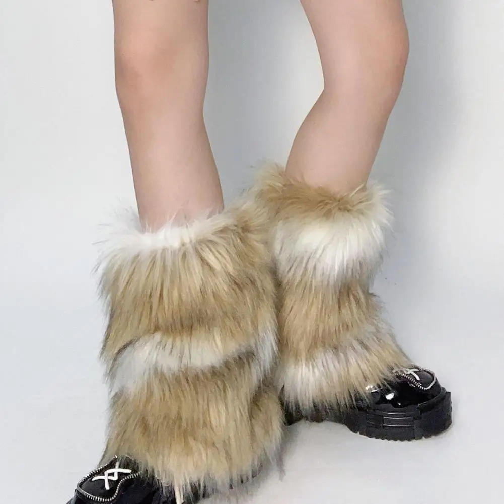 1 Pair Women Leg Warmers Super Soft Faux Fur Keep Warm Windproof Leg Warmers Boots Socks Women