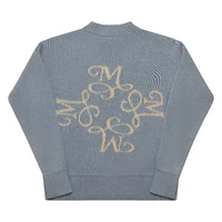 Hommes nouvelle mode haute rue décontracté Streetwear Y2K rétro à manches longues pull Signature M Logo motif pull Boxy haut tricoté 4