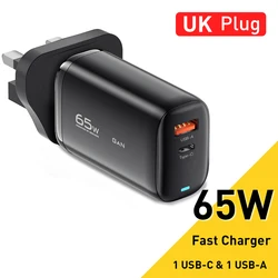 High - Power 65W GaN USB - C Charger with PPS Fast Charging Capability - UK Black