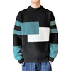 Autumn Mens Block Color Sweater Matching Winter Knitted Sweater Men High-quality Pullover Loose Warm Thick Streetwear Pullovers 4