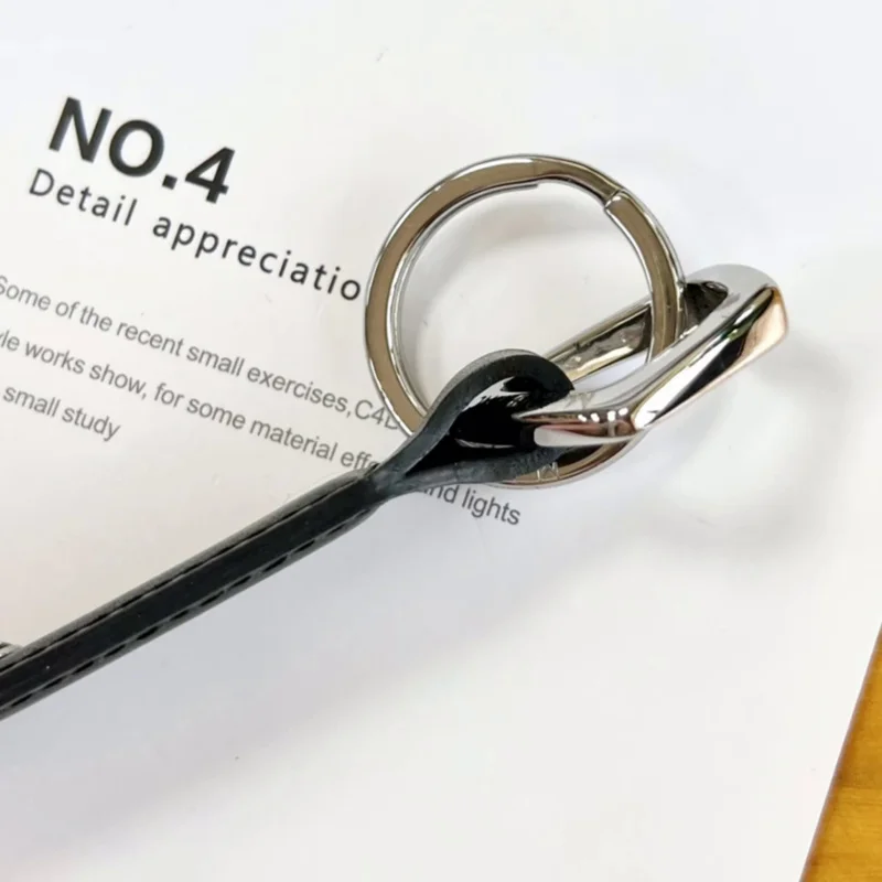 PJS Luxury MB Car Key Chain Square Black Leather 316 Stainless Steel Round & Irregular Shape Ring Classic Keychain With Box Set