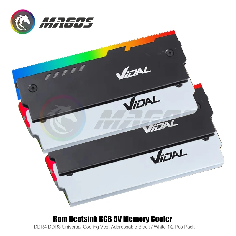 Universal Ram Shell Radiator Rgb Ddr4 Ddr3 Dissipador Universal Memory Vest Argb 5v Aura Endereçável Preto Branco pc Pack - Imagem 5