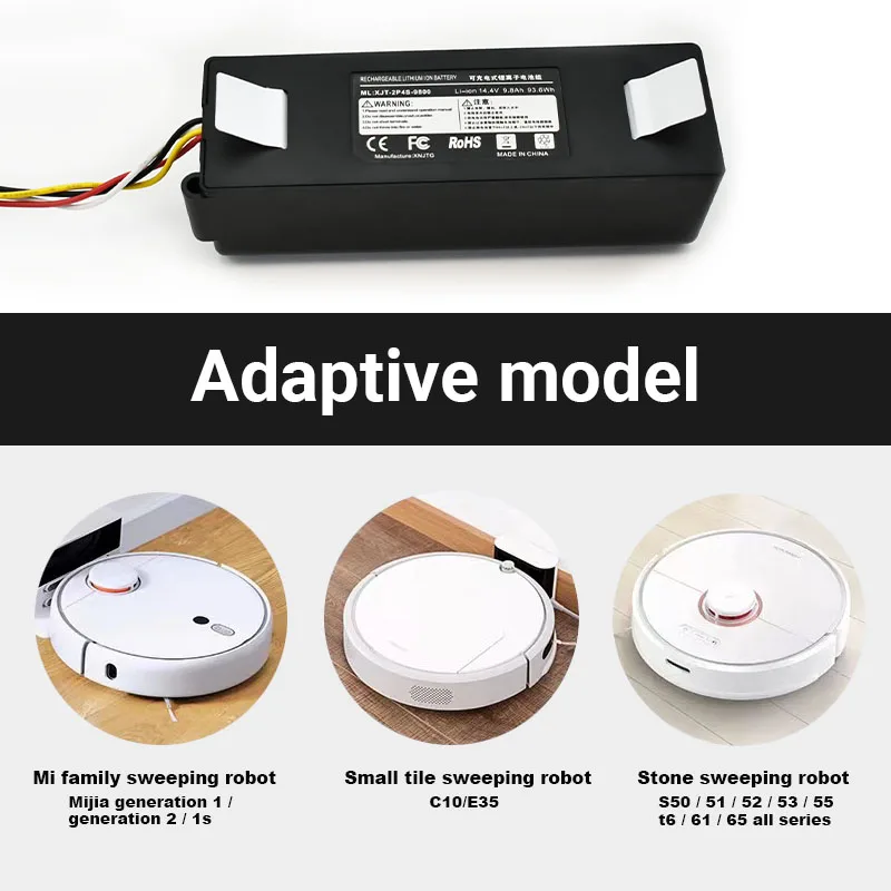 

2023New Hot Selling Battery 14.4V 5200-12800mAh Robotic Vacuum Cleaner Robolock S50 S51 S55 Battery Replacement+Free Shipping