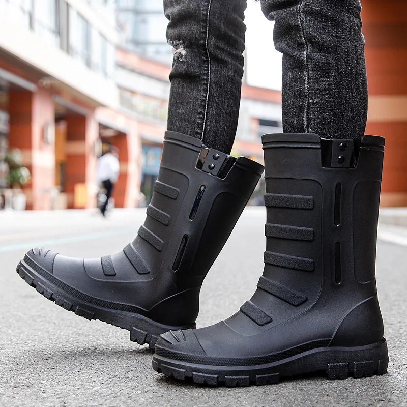 Outdoor Men Boots for Couples High Rain Shoes Waterproof Galoshes