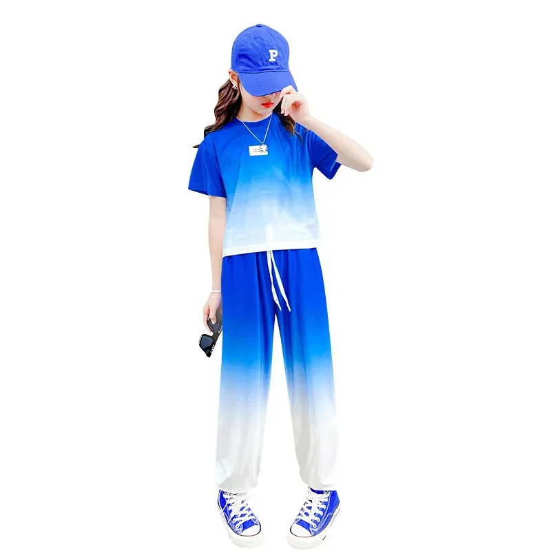 

Young Children Ropa for Girl 2023 Sumer Mosquito Proof Trousers Short Sleeves T Shirt + Wide Leg Pants 4 5 8 10 12 15 16 Yeas