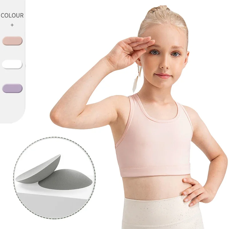 Deep Pressure Vest Girls' Seamless Yoga Vest with Removable Padding Slim Fit Workout Tank Top Breathable High Stretch Running Tennis Sports Bra