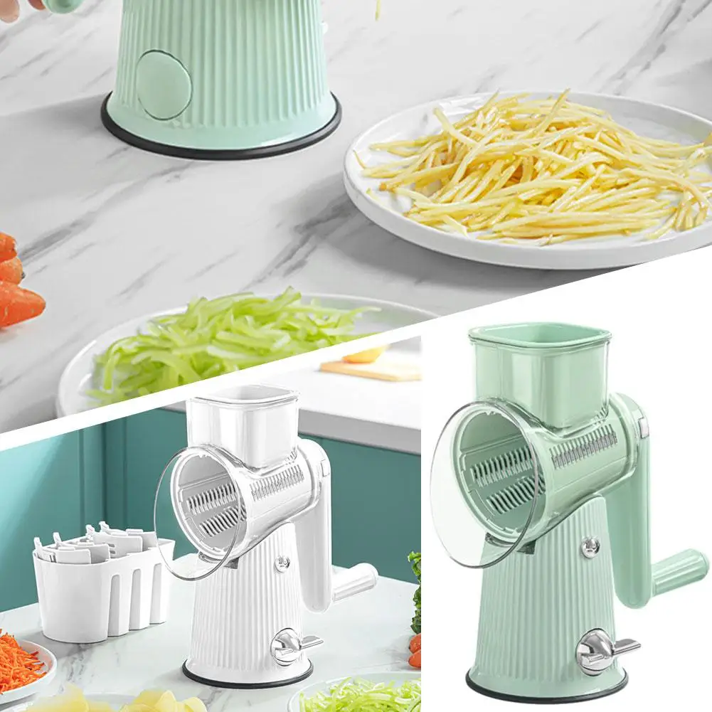5 In 1 Rotary Cheese Grater Handle Manual Grinder Vegetable Nuts Shredder Strong Base Slicer Suction Y6O3