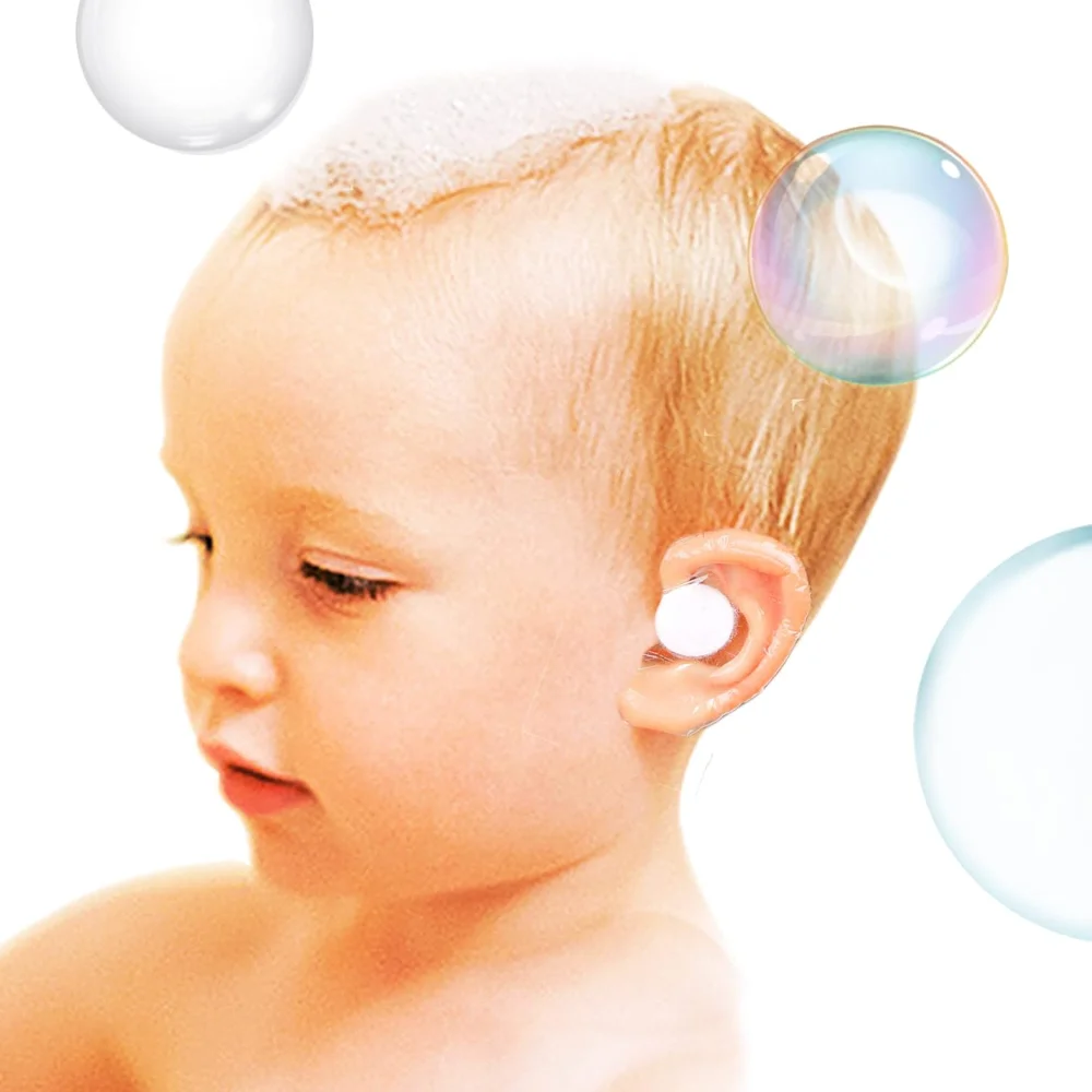 20-Pack Baby Ear Covers for Shower with Cotton Ball,Baby Shower Baby Ear Protection for Bath,Waterproof Covers Stickers
