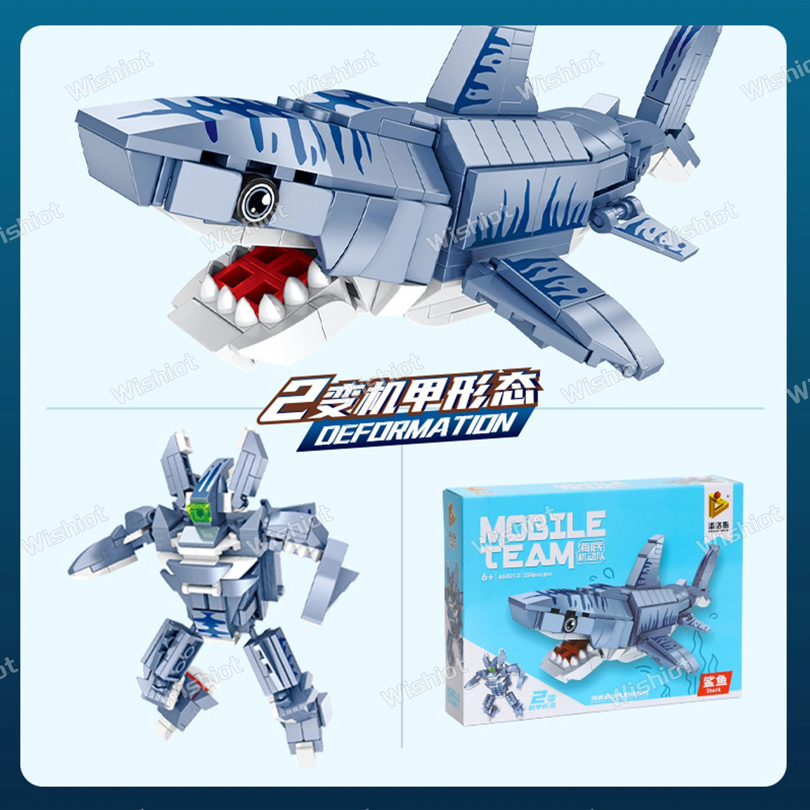 MOC 12 Type Ocean Animals Transforming Robot Mecha Creative