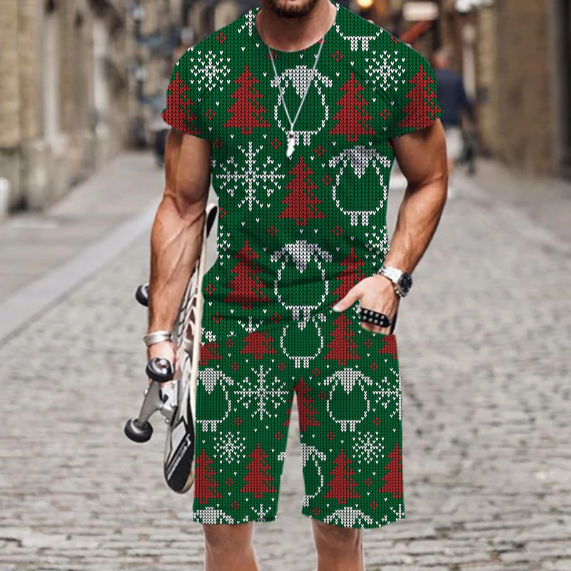 

Men's T-shirt Set Beach Short Sleeve Hip-hop Summer Harajuku Street Casual Luxury Sportswear O Neck Outfit 2022 New Tops Funny