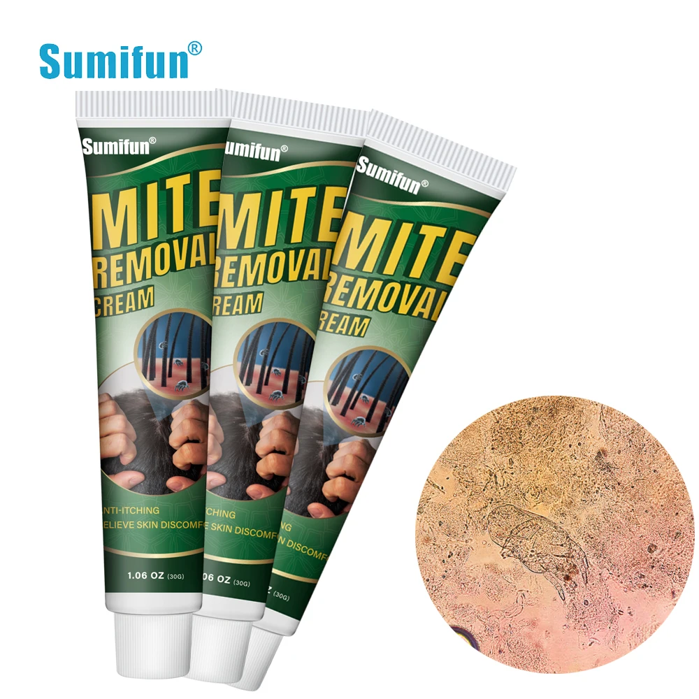 

3Pcs Sumifun Mite Removal Cream Kill Lice Ointment Pets Scabies Thigh Skin Rash Itching Treatment Care Ointment 30g