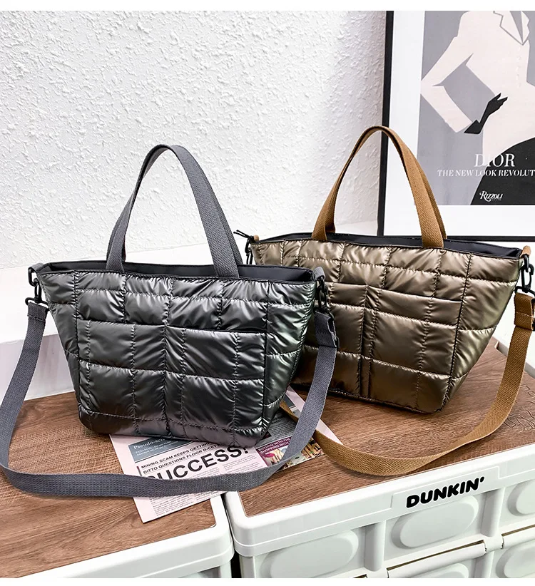 Nylon Quilted Women Handbags Fashion Cotton Padded Crossbody Bags for Women Designer Brands Down Space Shoulder Bag Purses 2022