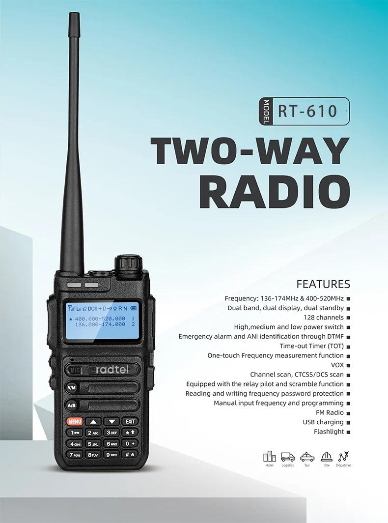 Radtel RT-610 136-520Mhz Full Band Walkie Talkie Ham Two-way Radio Sta