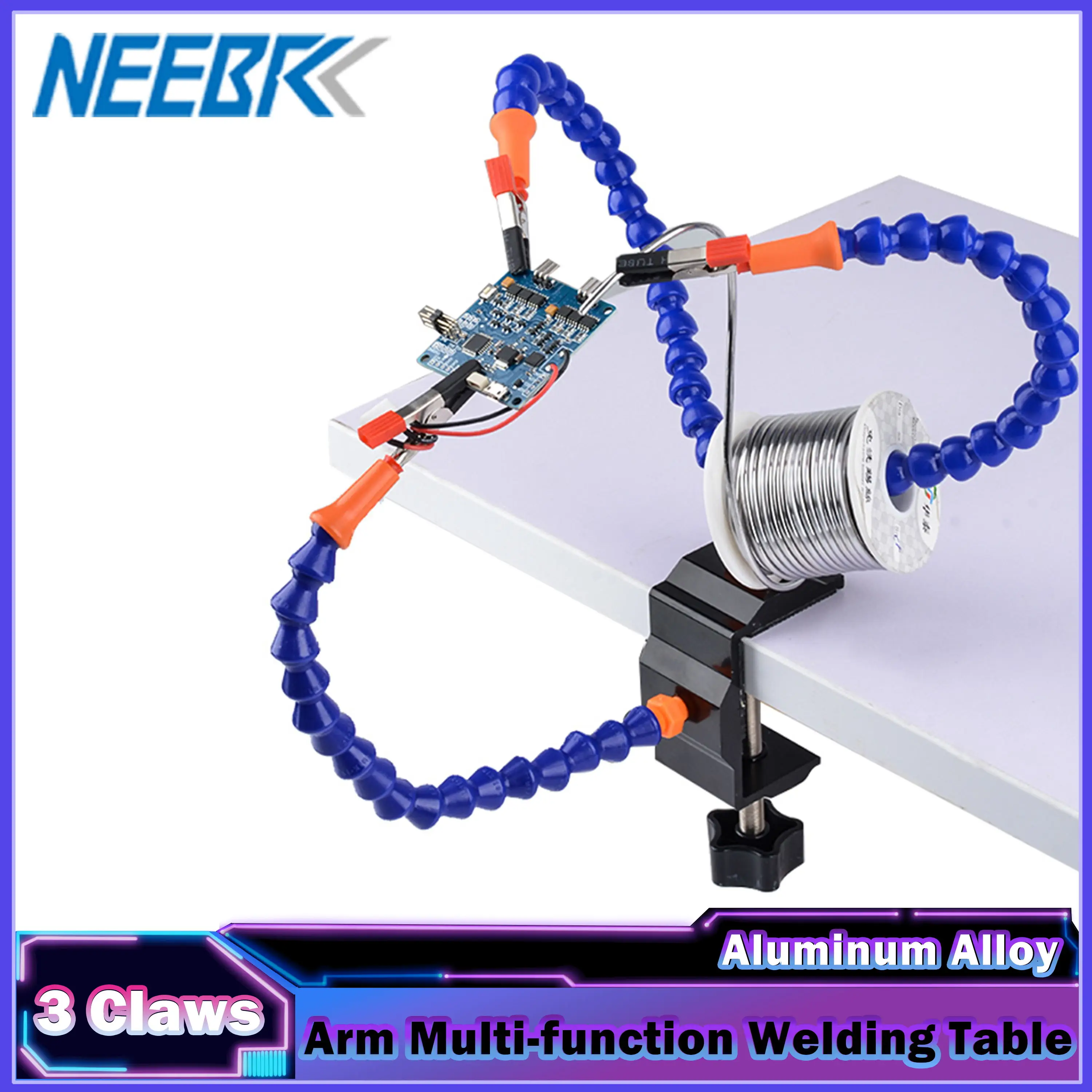 

NEEBRC 3 Claws Universal Flexible Arm Multi-function Aluminum Alloy Welding Table Maintenance Auxiliary Electronic Tool Bench