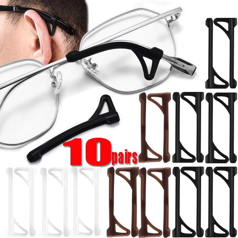 10pairs Silicone Glasses Anti slip Sleeve Long Strip Glasses Leg Grip