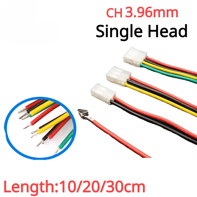 

5Pcs/lot CH3.96mm 2/3/4/5/6/7/8/9/10 Pin 3.96mm Female Housing Plug Connector with Wire 22AWG 10-30cm Single Head Tinned Cable