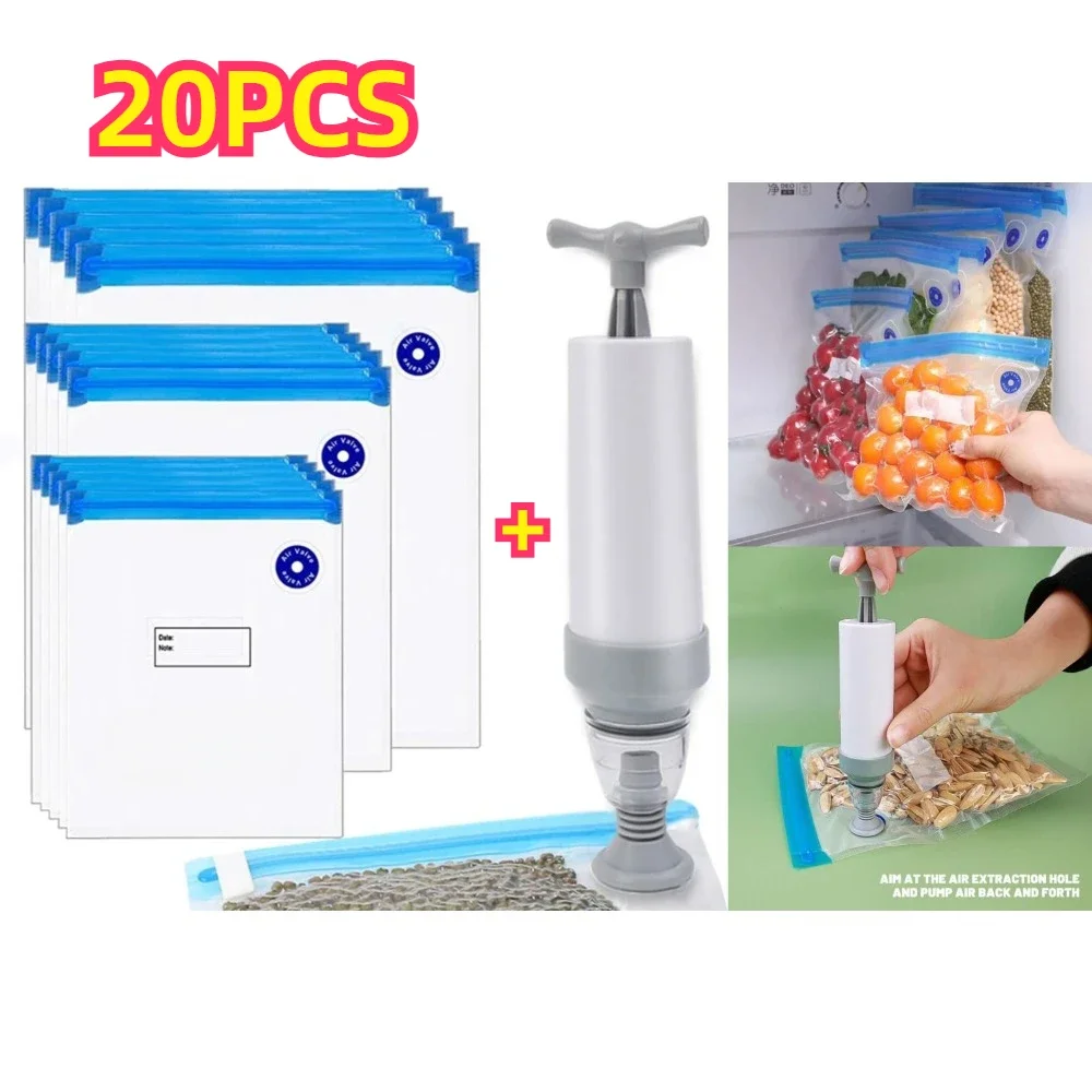 Vacuum Seal Bags Reusable Vacuum Sealing Food Bags Household Food Air Valve Pump Sealing Bags Vegetables Meat Snack Sealer Fresh-keeping Bag