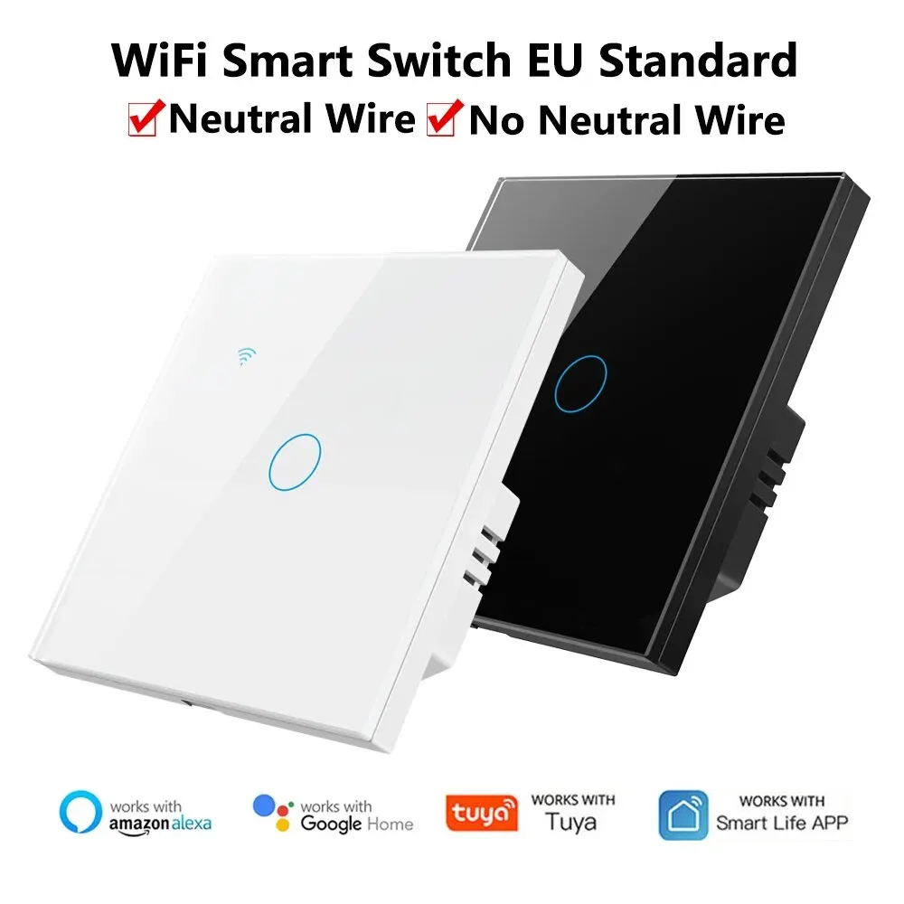 Smart Switch EU WiFi Smartlife Neutral Wire/No Neutral Wire Touch Light Switch 220V Waterproof Works With Alexa Google Home