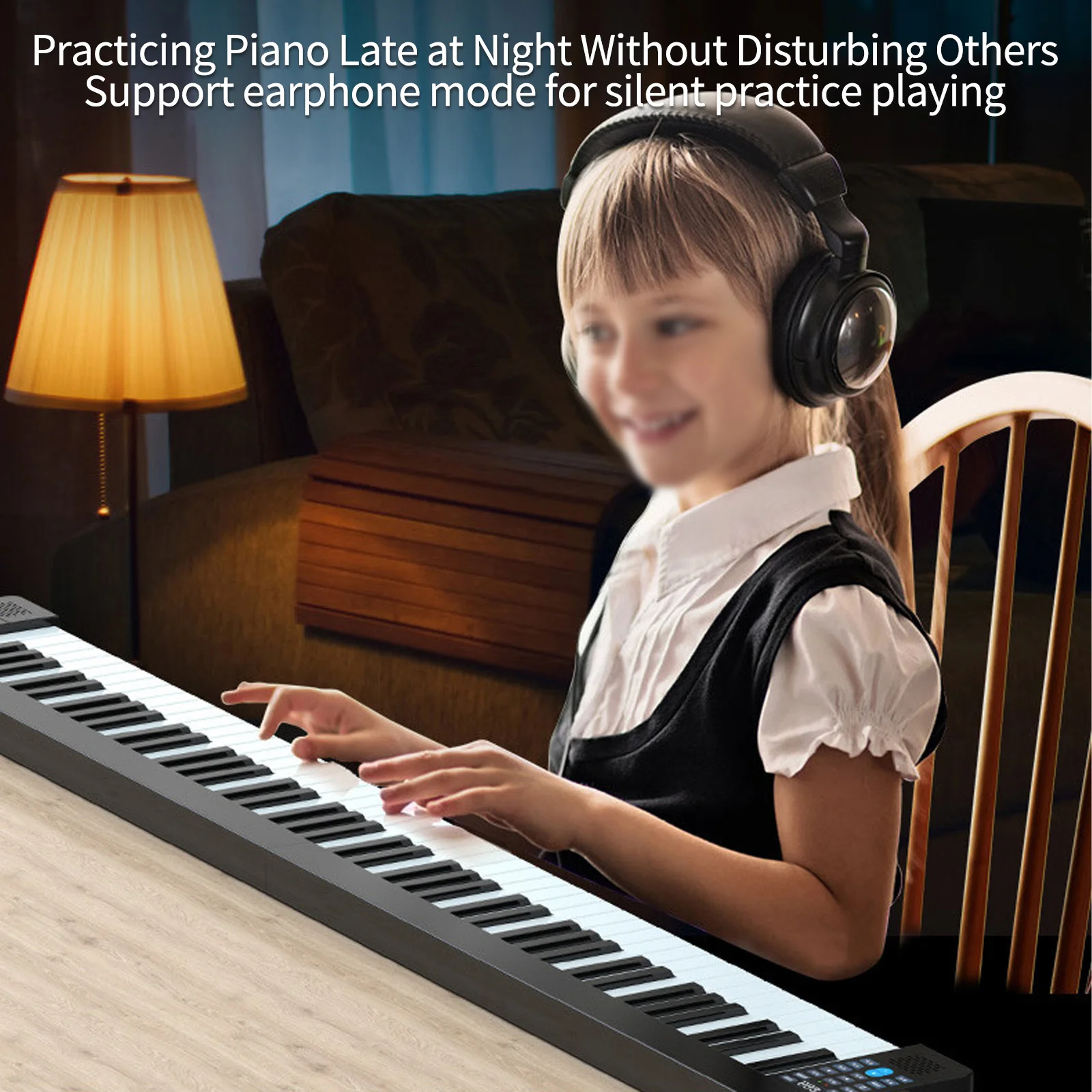 61-Key Foldable Electronic Piano Folding 61 Keys Sensitive Piano Keyboard with Bag/Sustain Pedal Rechargeable