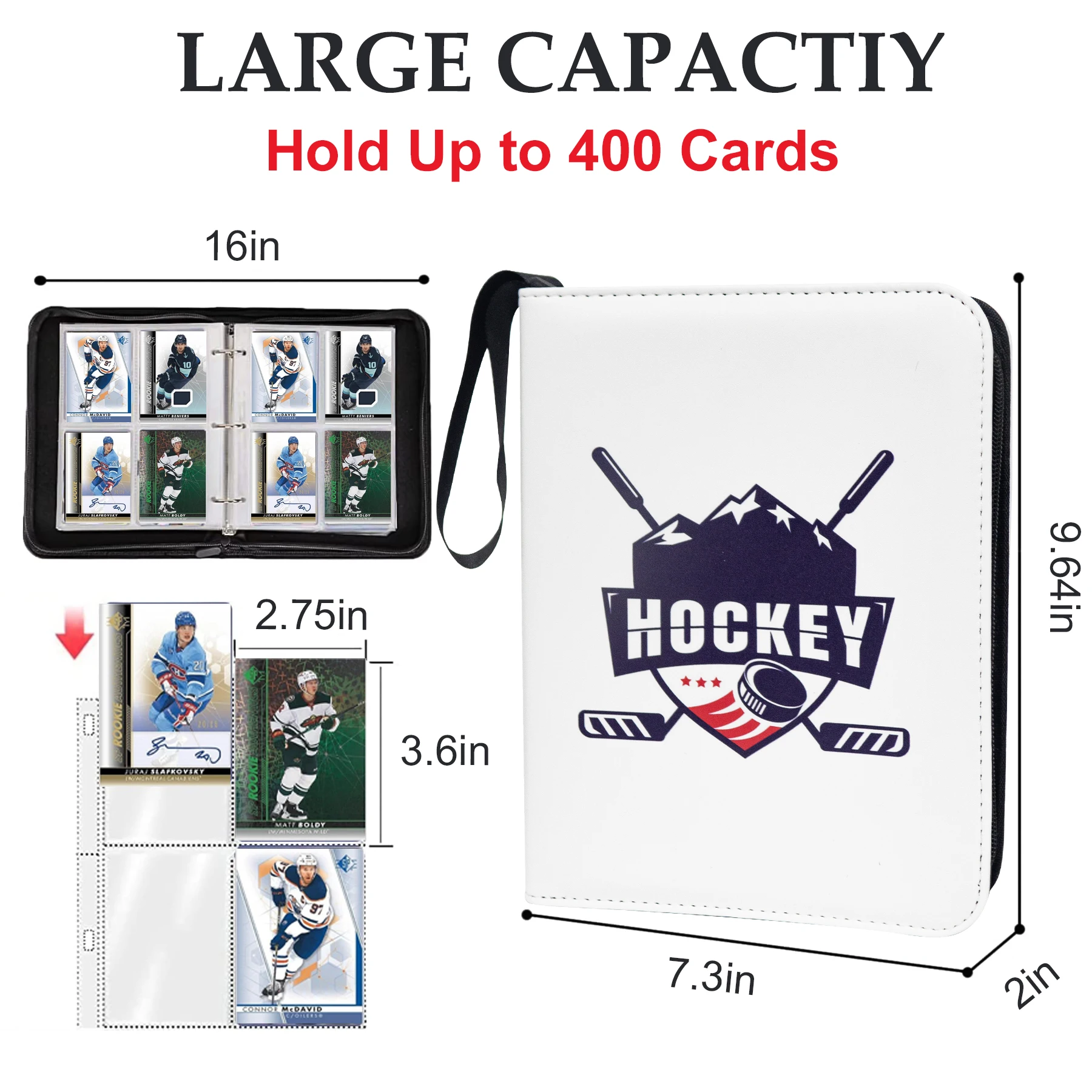 Hockey Card Binder With 900 Pockets - 3-Ring Storage Album For Trading Cards & Collectibles