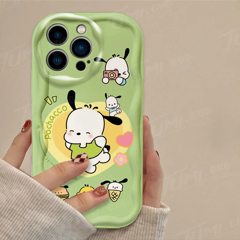 thumbnail image 1 of Sanrio-funda de silicona suave para iPhone, carcasa trasera de Hello Kitty Kuromi 3D Wave para iPhone 15 14 13 12 11 Pro Max X XR XS 8 7 6 6S Plus SE 2020, 1 of 5