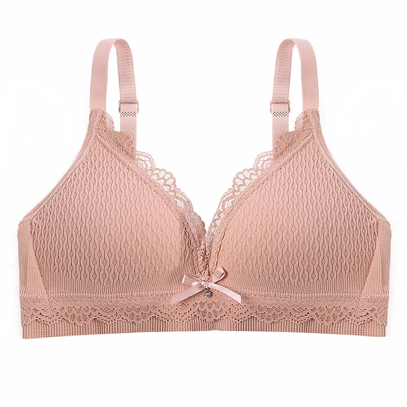 New girls underwear women's no steel ring bra triangle cup bra lace high school students girls students AB cup wireless