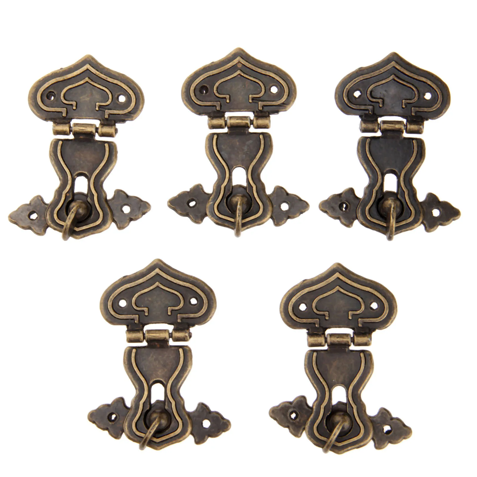 5Pcs 63x47mm Antique Metal Lock Decorative Hasps Hook Gift Wooden Jewelry Box Padlock With Screws Vintage Furniture Hardware