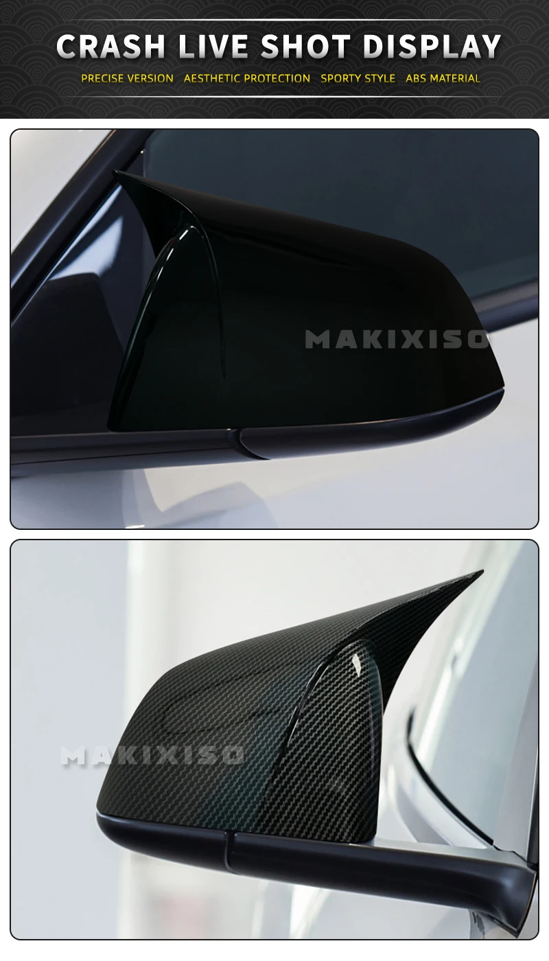 For Tesla Model Y 2019-2023 Rearview Mirror Cover ABS+Carbon Fiber Reversing Mirror Cover Car Modification Accessories