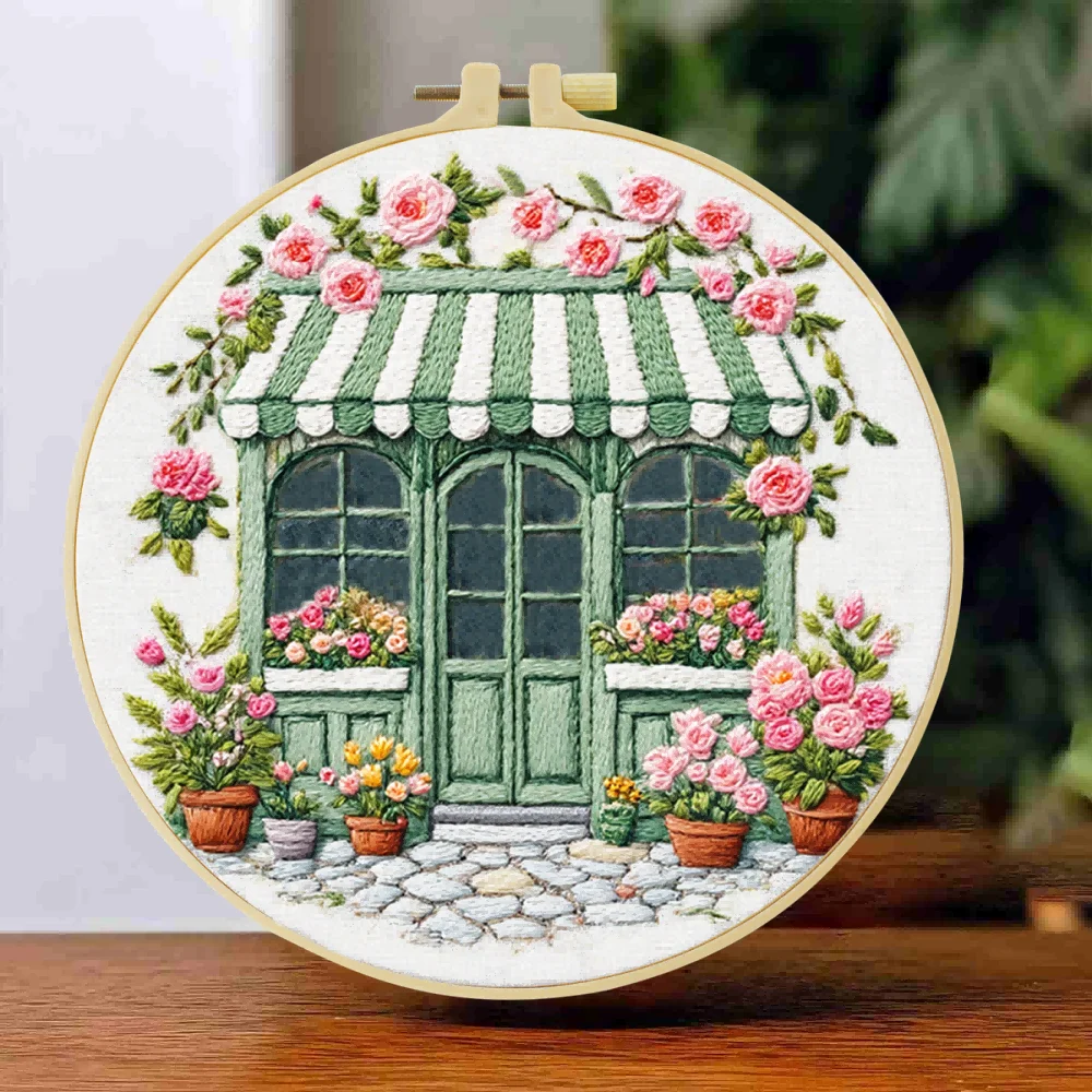 1 Stück 20X20CM/15X15CM Stickerei-Starter-Set DIY-Set Kreuzstich-Nähkunst-Floristik