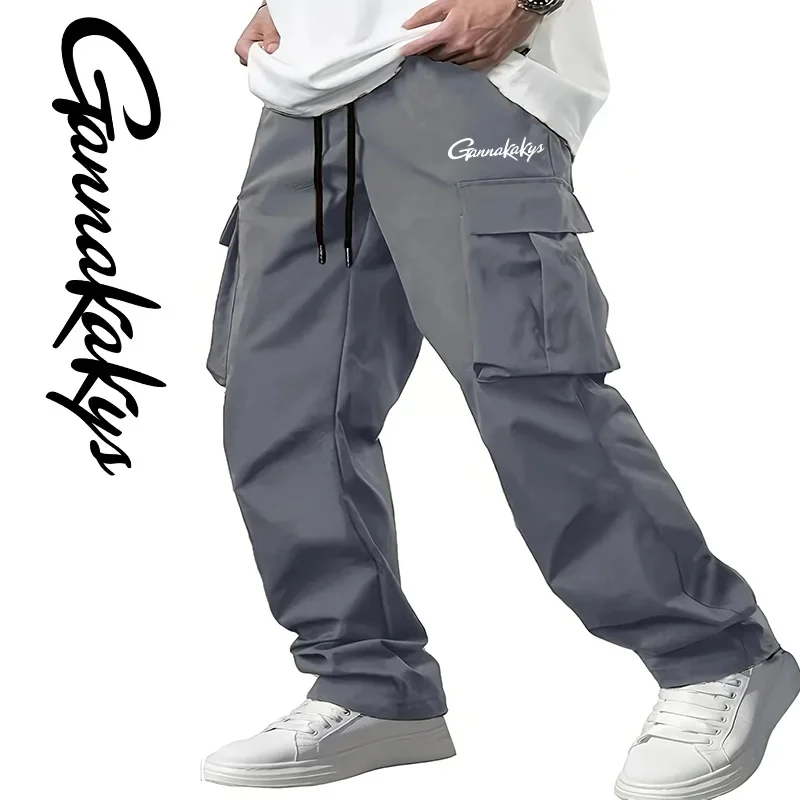 Summer Fishing Pants, Men's Breathable Multi Pocket Pants, Travel Windproof Hiking Loose Casual Workwear Pants