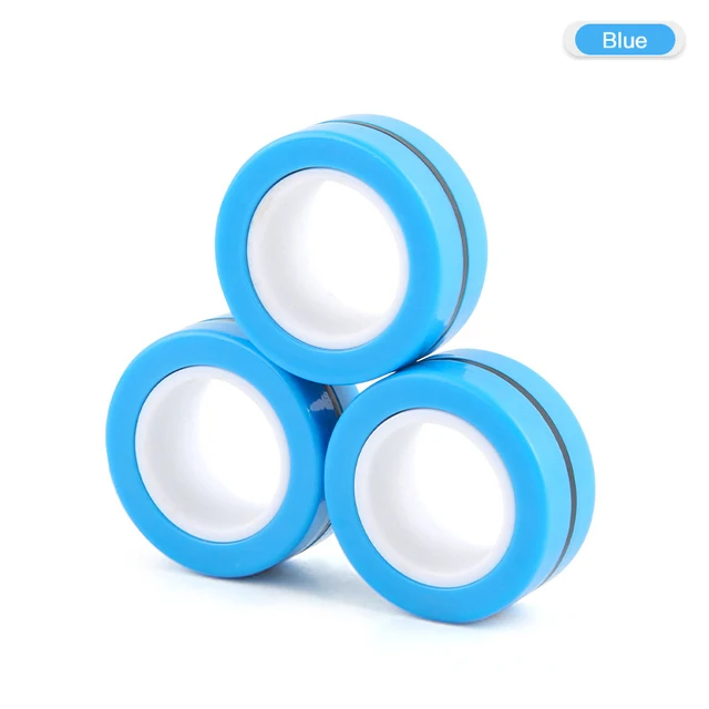 3pcs Magnetic Rings Unzip AntiStress Ring Spinner Magnetic Spinner Magic Ring Tool Bracelet For Children and Adult 3pcs-light Blue