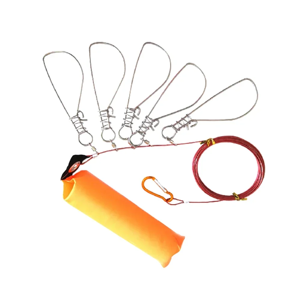 Snaps Fishing Lock Buckle Tackle Fishing Accessories 5 Stainless Steel Chain Stringer With Float Live Fish Lure Lock belt fishing tools fishing accessories fishing tool fishing tackle