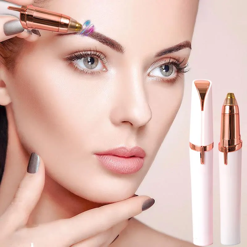 Eyebrow Trimmer Set Electric Eyebrow Trimming Tool For Beginners Automatic Trimmer Nose Hair Shaving Brush Scraper 1pc