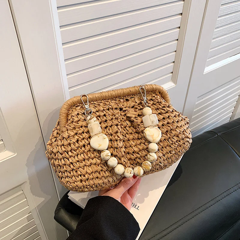 

Hand woven Women's Shoulder Bag High quality Summer Straw Bags Sense of luxury Ladies Handbags Bohemian Casual Female Armpit Bag