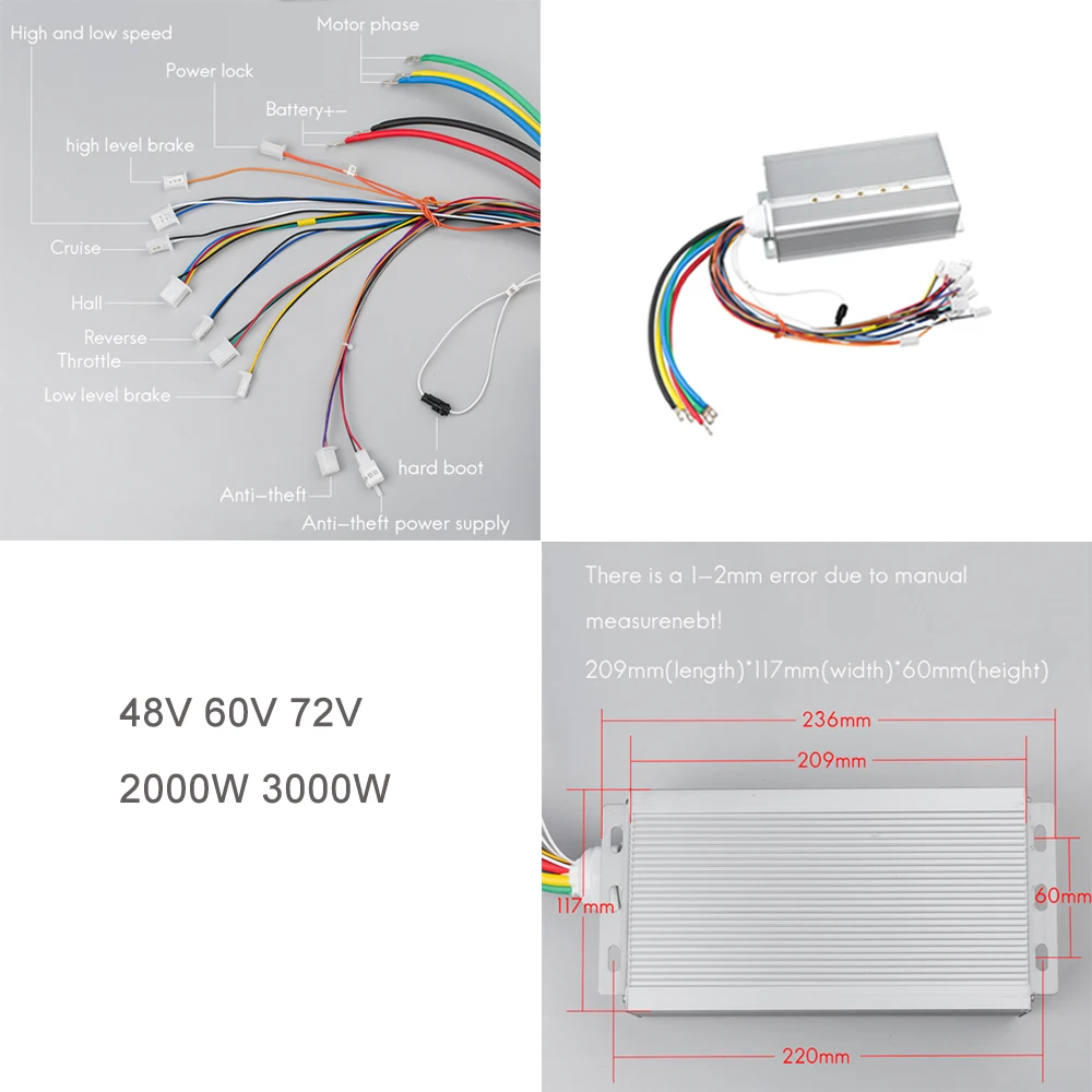 AOAPUMM 2000W/3000W Elektrofahrrad Motor Kit 60V/72V Mit Brushless Controller